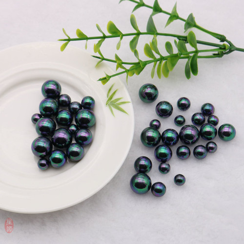 天然半孔贝珠幻彩孔雀绿黑贝珠宝散珠子 diy发簪耳钉耳饰材料配件