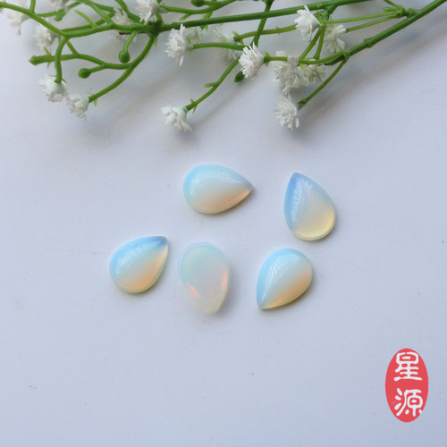 diy平底水滴形蛋白石贴片戒面