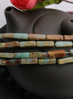 4*13mm天然寿山石长方珠老矿蛇皮石散珠DIY耳饰古风佛珠饰品配件