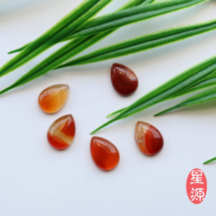 天然平底水滴形红玛瑙戒面贴片裸石diy戒指吊坠耳钉饰品配件材料