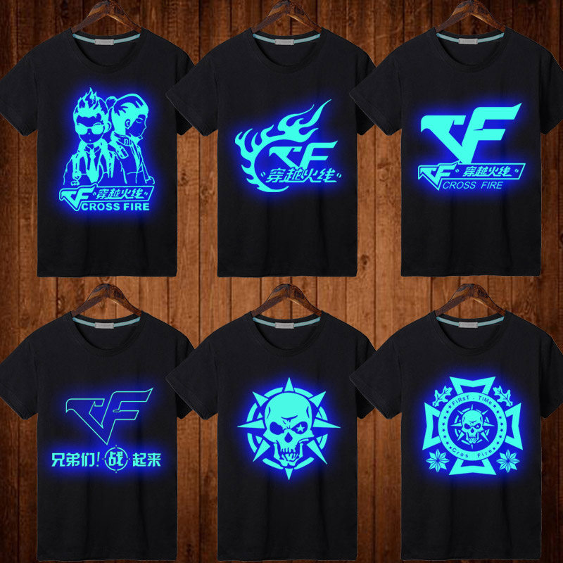 Cross Fire T-shirt Men's Short Sleeve CF Noctilucent fluorescence Cotton T-shirt summer Korean Edition Teenagers clothes tidein the Men's clothing, T-shirt  category - from Buy2taobao.com to provide professional Taobao agent buy service
