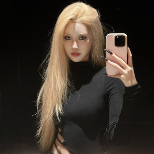 白金色假发女长发日常显白cos长直发假发套lolita自然仿真全头套