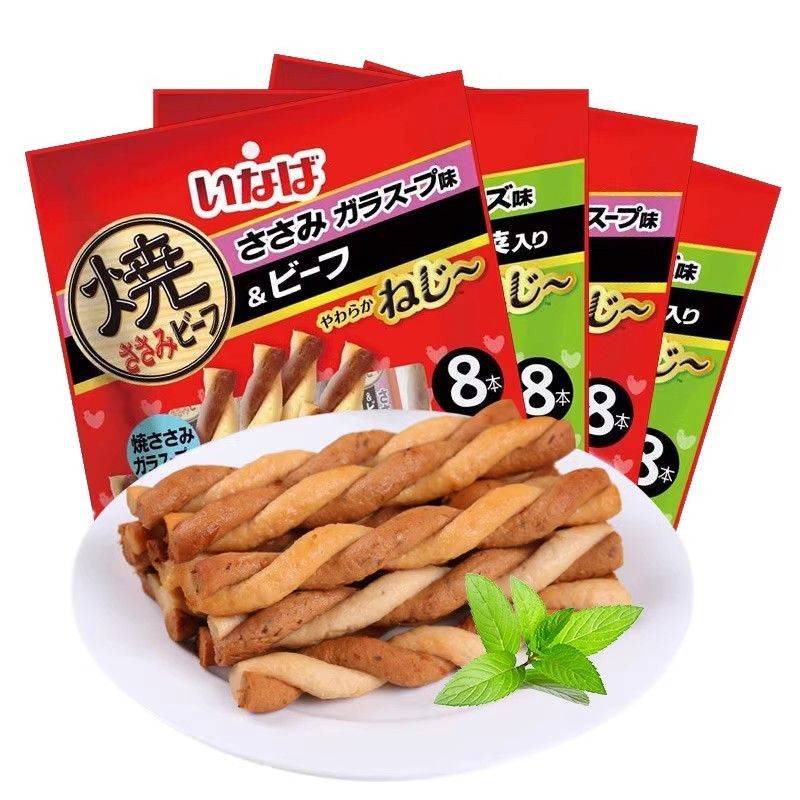 伊纳宝狗零食双拼烤麻花成犬幼犬中小型狗狗磨牙棒洁齿奖励零食