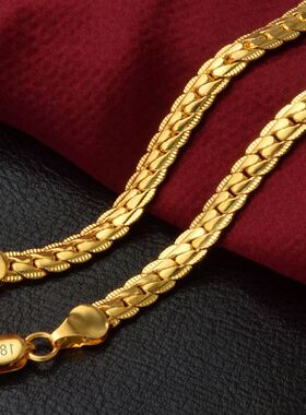 金项链 Gold Color bracelet fashion jewelry 5mm 18K men chain