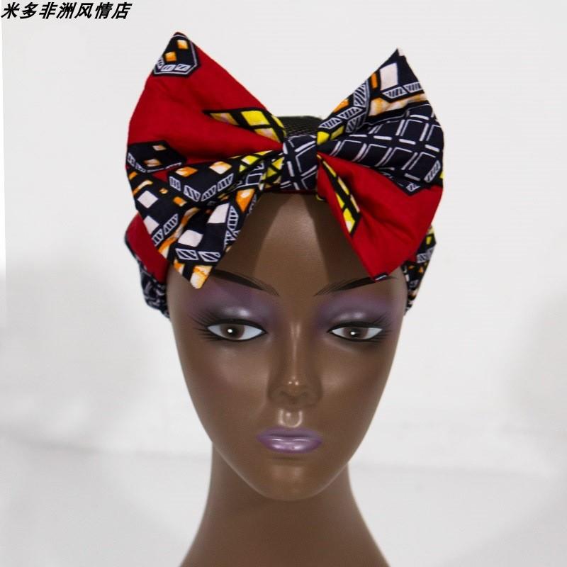 非洲女孩头饰非洲蜡布头巾发带蝴蝶结配饰 African headdress