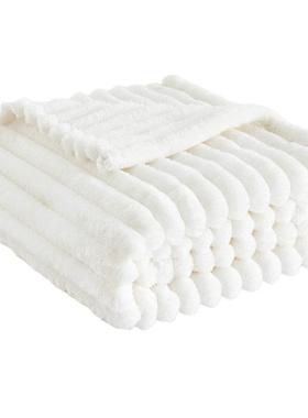 Solid color white cozy sofa throws blankets fluffy bedcover