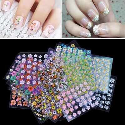 30 Sheets Mixed Colors Floral Design Nail Art Stickers Manic