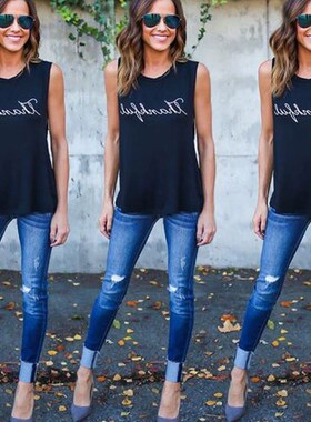 2018Women Summer casual t-shirt ladies tops背心女无袖T恤