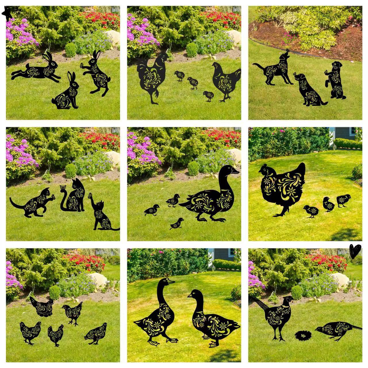 JSTY301-310立体动物鸡金属铁艺庭院地插花园园林装饰铁制品插件