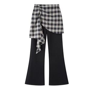 2026春季云艾诺丝高腰微喇裤女设计感显瘦休闲长裤两件套BR311117