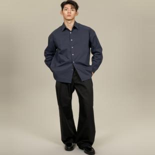 AaNn 极简进口棉质抗UV混纺哑光感立体剪裁微廓形纯色衬衫