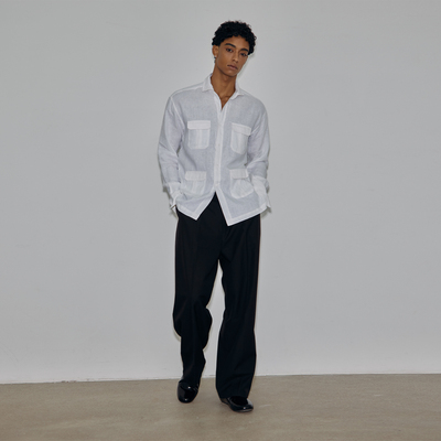 AaNn尊系列运动后进口全羊毛梭织宽松直筒中线休闲西裤