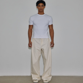 AaNn尊系列奶白色休闲侧褶宽松休闲长裤 西裤