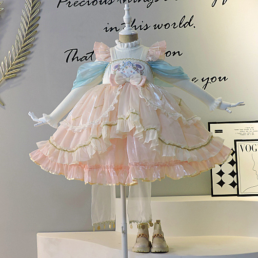 2025秋装新款女童洛丽塔公主裙儿童古风改良刺绣汉服裙洋气连衣裙