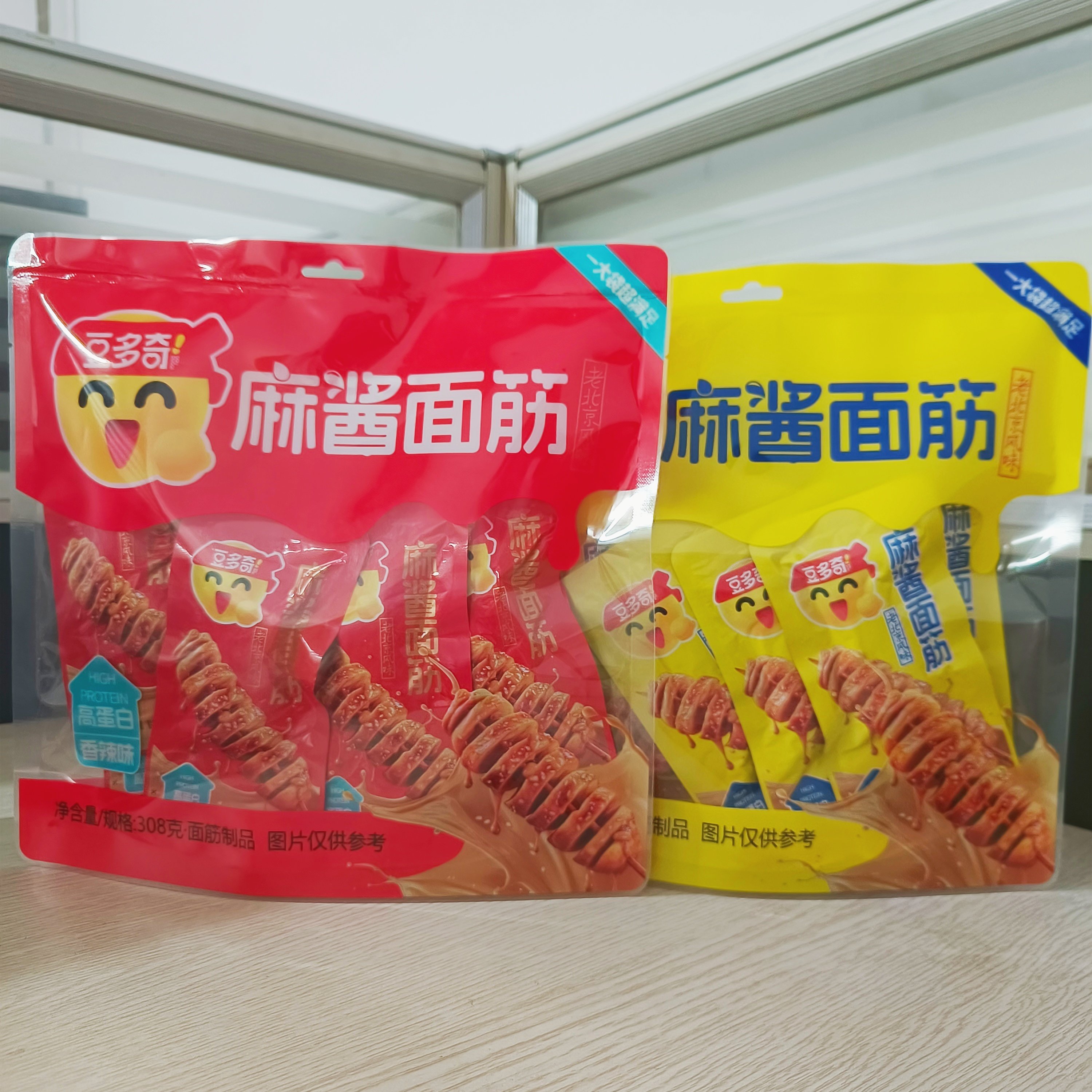 豆多奇麻酱面筋烧烤味 香辣味308克北京风味休闲零食手撕面筋素肉