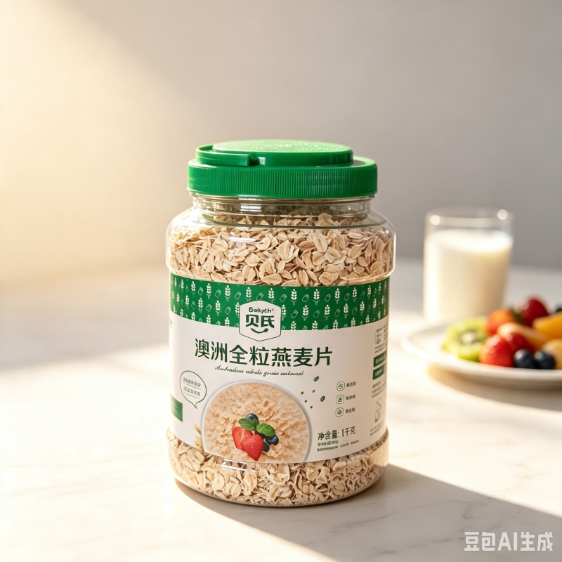 贝氏澳洲全粒燕麦片1千克早餐冲泡即食无蔗糖膳食纤维营养丰富