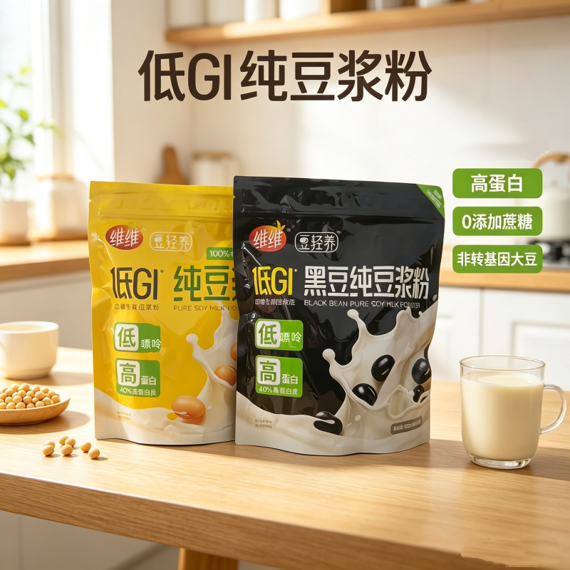 维维低Gl纯豆浆粉 黑豆纯豆浆粉300克早餐冲泡营养方便