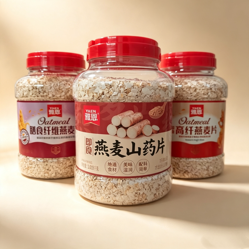 雅恩燕麦片即食高纤燕麦片 山药片 膳食纤维燕麦片冲泡即食桶装