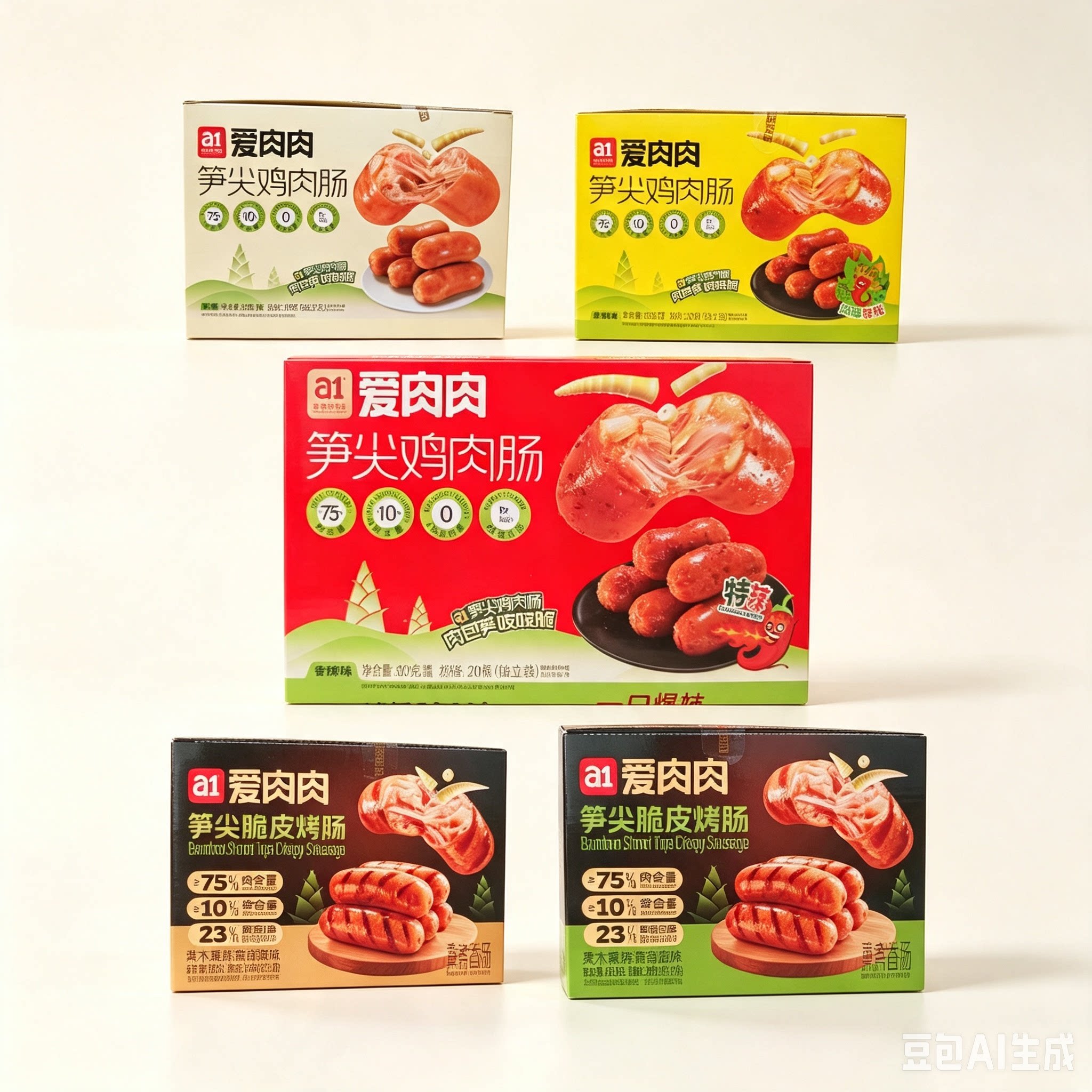 a1爱肉肉笋尖鸡肉肠脆皮烤肠30克黑胡椒味香辣味麻辣味原味零食