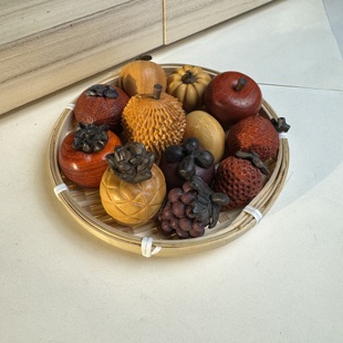 木雕果蔬小摆件木质可爱实木木头水果治愈系礼物桌面装饰摆设