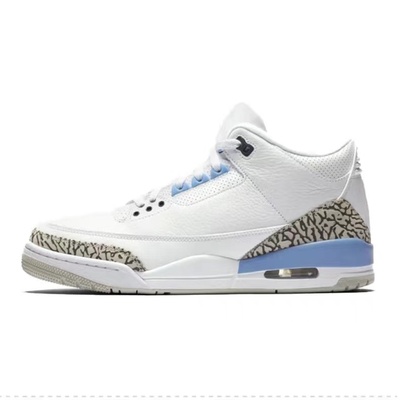 新款aj3白水泥男鞋藤原浩联名北卡蓝女黑武士恐惧白蓝红雀篮球鞋