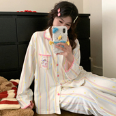 哺乳 纯棉全棉吸汗产后孕妇睡衣夏薄款 入院待产月子服带胸垫四季 款