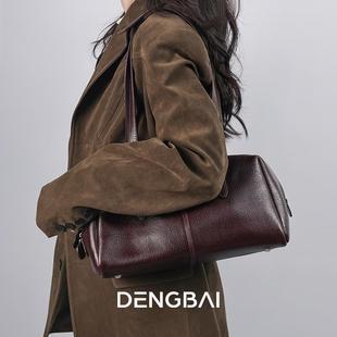 登白DENGBAI 爆品！头层油蜡树膏牛皮气质简约韩系手提单肩包
