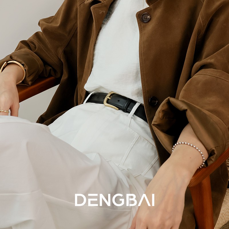 登白DENGBAI牛皮真皮腰带 气质简约百搭款皮带