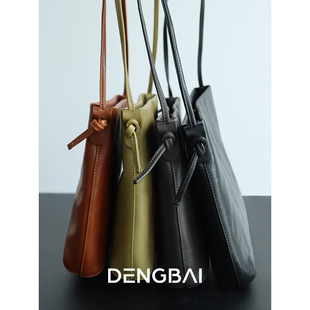 登白DENGBAI 水晶植鞣牛皮包包 轻松感单肩斜挎包包
