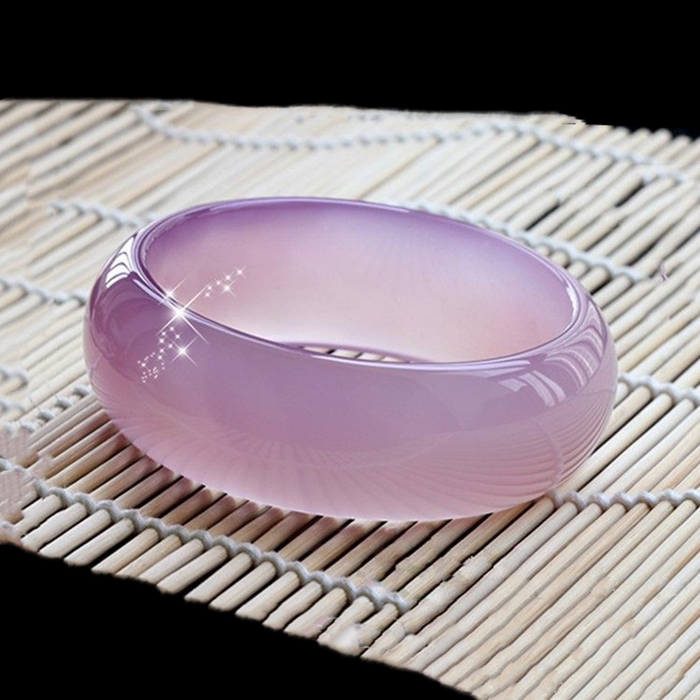 正品加宽冰花芙蓉玉a货手镯冰种粉玛瑙玉镯子玉髓女款平安镯