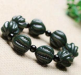 天然正品新疆和田玉青玉核桃手链手串玉石小核桃玉手排阖家幸福