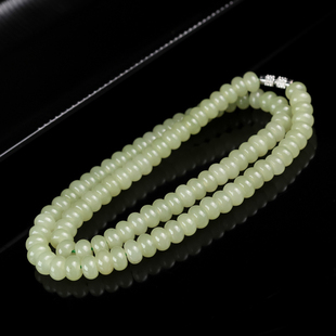 和田玉算盘珠项链女款锁骨链项链新疆玉器玉链子黄口料天然玉石