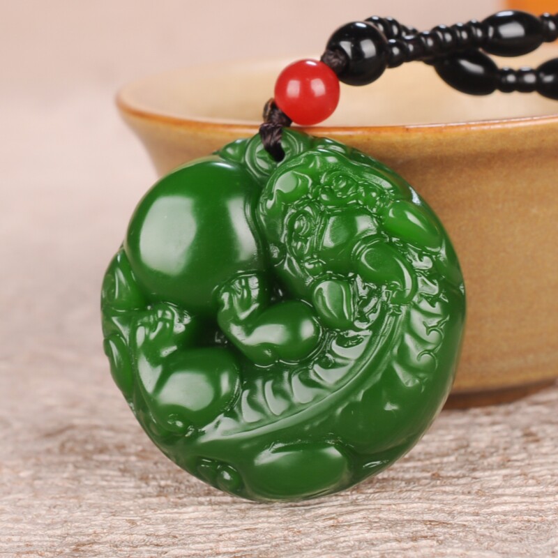 和田玉碧玉有求必应貔貅吊坠