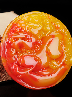 新疆和田玉彩玉招财貔貅皮带扣