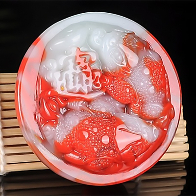 天然和田玉鸡血玉玉蟾皮带扣招财三足金蟾男士腰带扣腰缠万贯把件