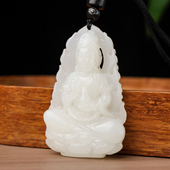 和田玉白玉观音吊坠两面精雕观音菩萨新疆玉器平安挂件玉佛男款