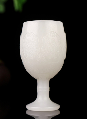 和田玉白玉酒杯茶杯手把件