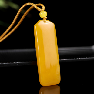 天然和田玉黄玉平安牌吊坠平安无事牌男女款 黄龙玉项链挂件玉佩