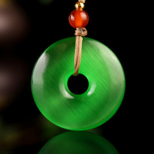 和田玉碧玉平安扣吊坠新疆玉器女款 项链挂件天然玉石罗汉眼怀古