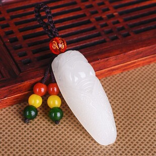 天然和田玉白玉知了钥匙扣吊坠玉蝉一鸣惊人车钥匙挂坠碧玉挂件