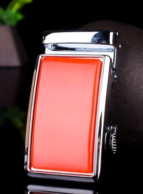 天然新疆和田玉红玉皮带扣玉面