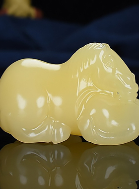 天然新疆和田玉黄玉元宝马手把件马到成功马上赢生肖马护身把玩件