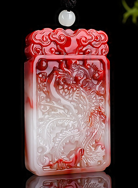 天然和田玉鸡血玉凤凰手把件