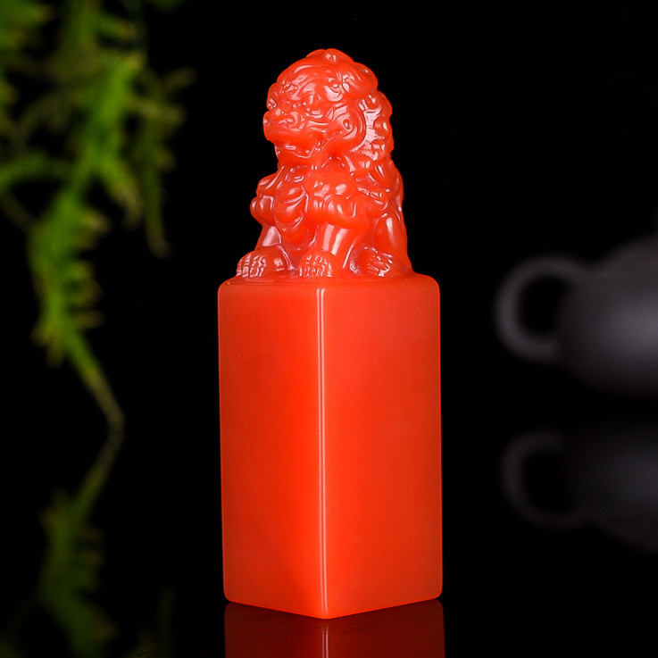 天然玉石和田玉印章玉料雕刻玉狮鸡血玉文房书画书法章手把件摆件