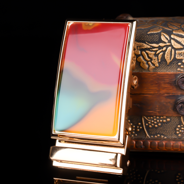 天然新疆和田玉彩玉镶嵌皮带扣腰配男款玉石自动扣腰扣手把件腰佩