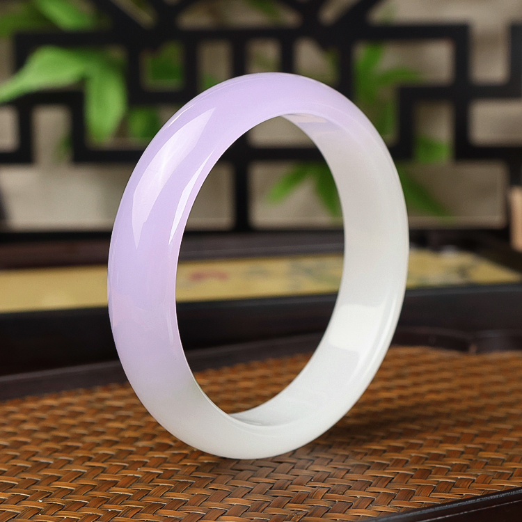 天然翡翠手镯女款时尚平安镯玉镯子天然玉石紫罗兰玉镯少女手镯