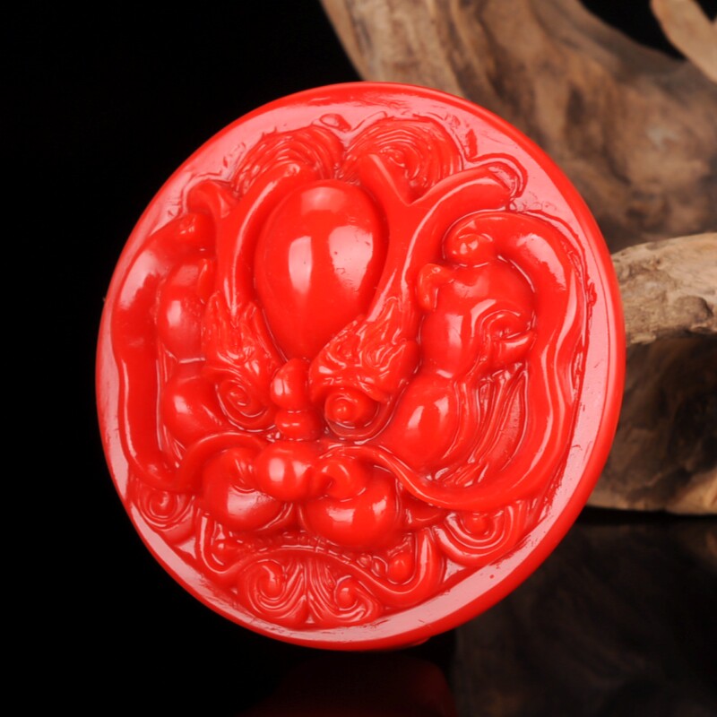 和田玉红玉龙头皮带扣招财男款腰扣鸿运当头玉石腰带扣腰挂手把件