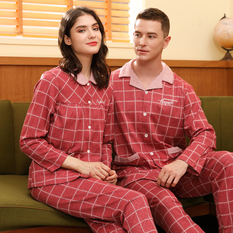 绮瑞情侣睡衣男女士本命年纯棉格子长袖长裤开衫大码春秋季家居服,女士内衣/男士内衣/家居服,睡衣/家居服套装,淘宝优惠券,粉丝福利购,淘宝优惠卷