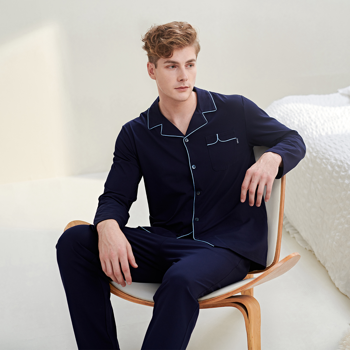 绮瑞睡衣男秋冬纯棉宽松家居服男款春秋长袖秋季全棉休闲大码套装