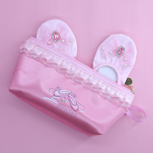 芭蕾花边舞蹈鞋收纳袋可爱女儿童笔袋防水缎面可印字logo